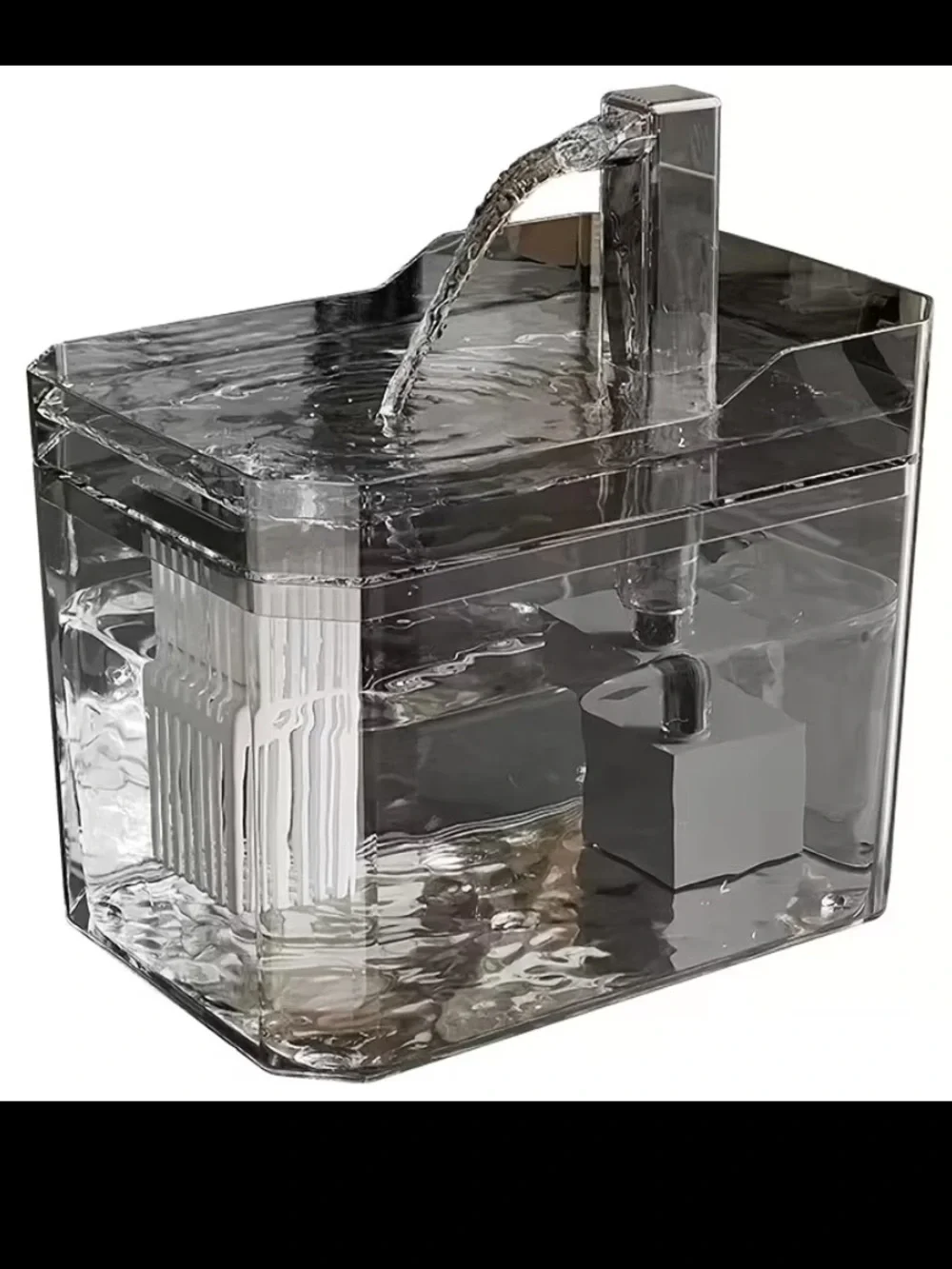 Silent Acrylic NIB Pet Fountain Water Dispenser - Transparent Grey